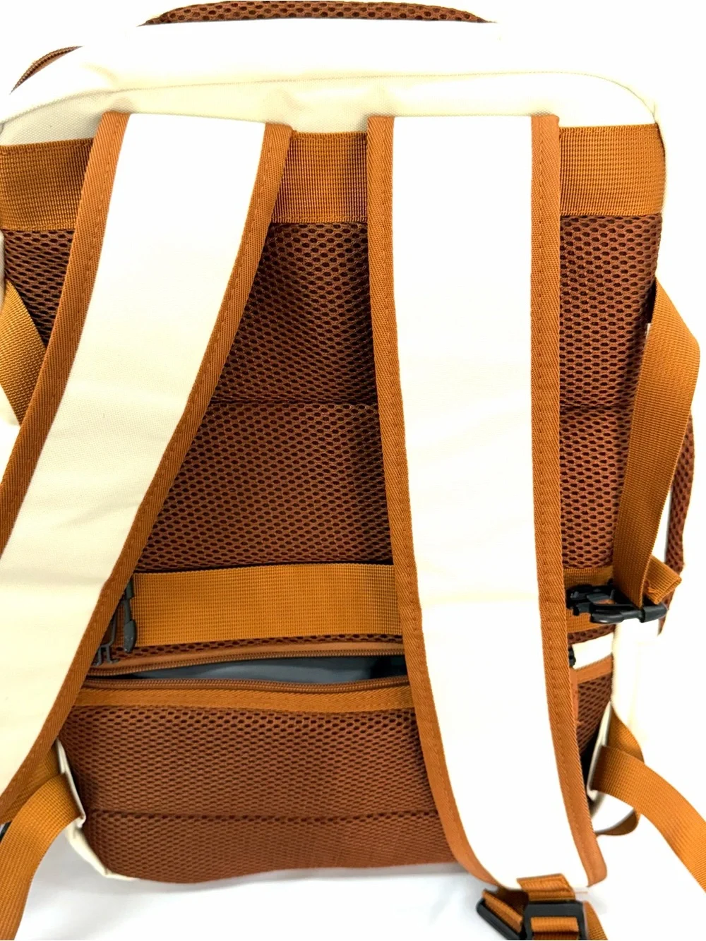 NWT Cream and Tan Travel Backpack with Toiletry Bag